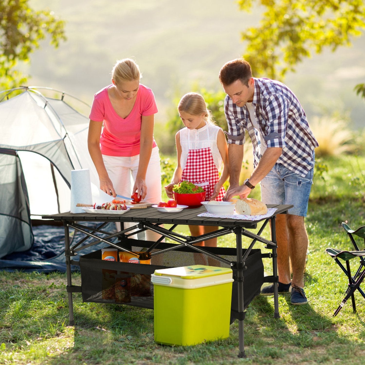 Portable Folding Aluminum Camping Table with Carrying Bag