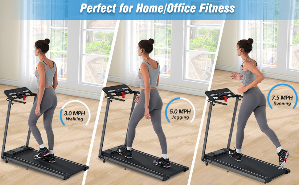 Folding Walking Pad Treadmill with Incline Bluetooth Speaker