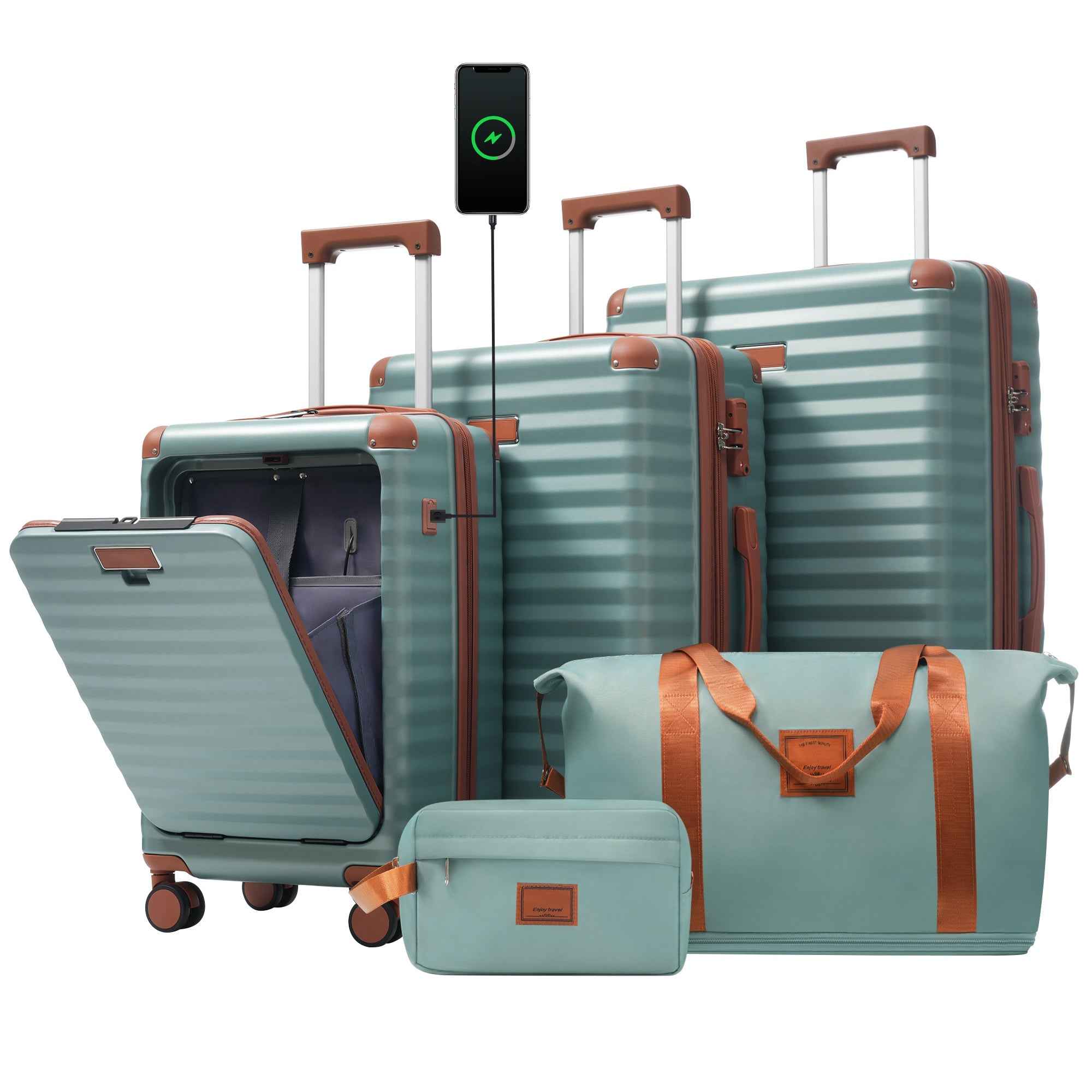 Luggage Set - 5 Piece Hardside Expandable Carry-On