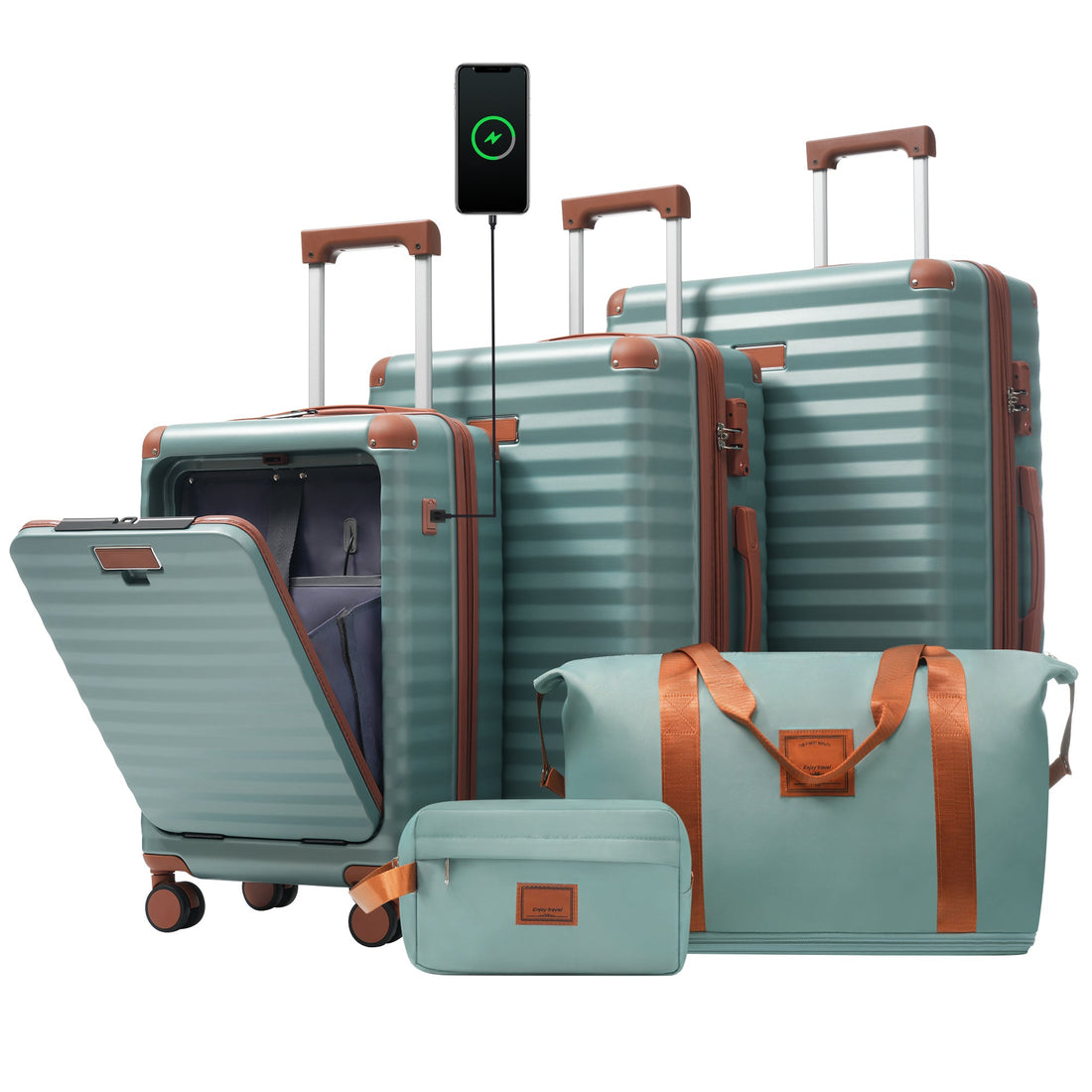 Luggage Set - 5 Piece Hardside Expandable Carry-On