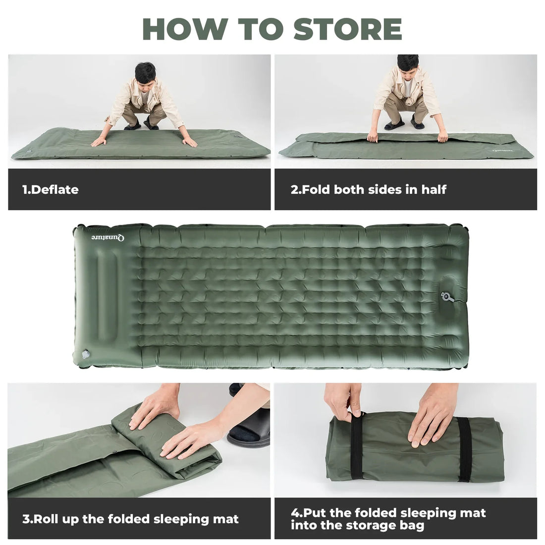 Ultra-Light Inflatable Sleeping Pad with Built-In Pillow