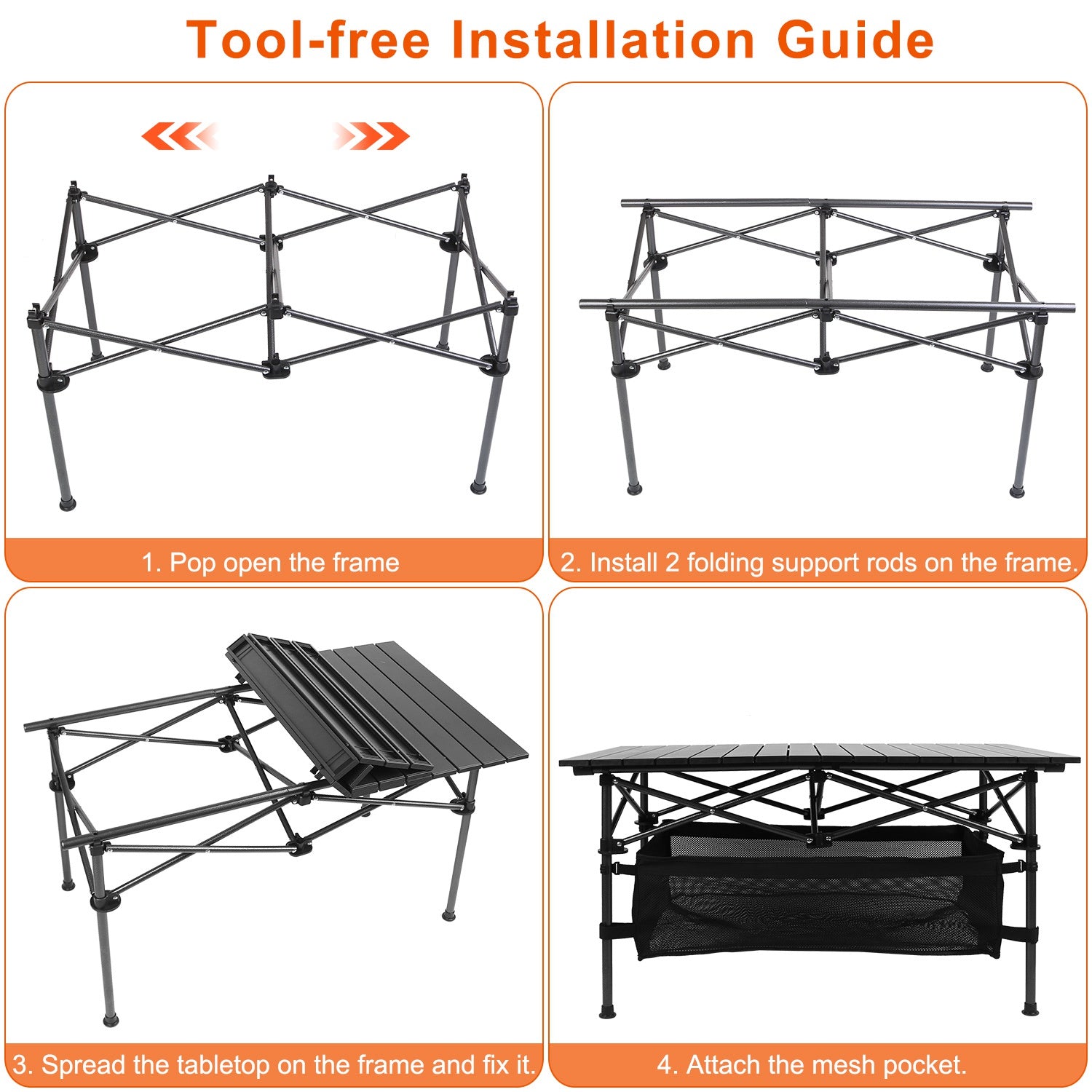 Portable Folding Aluminum Camping Table with Carrying Bag