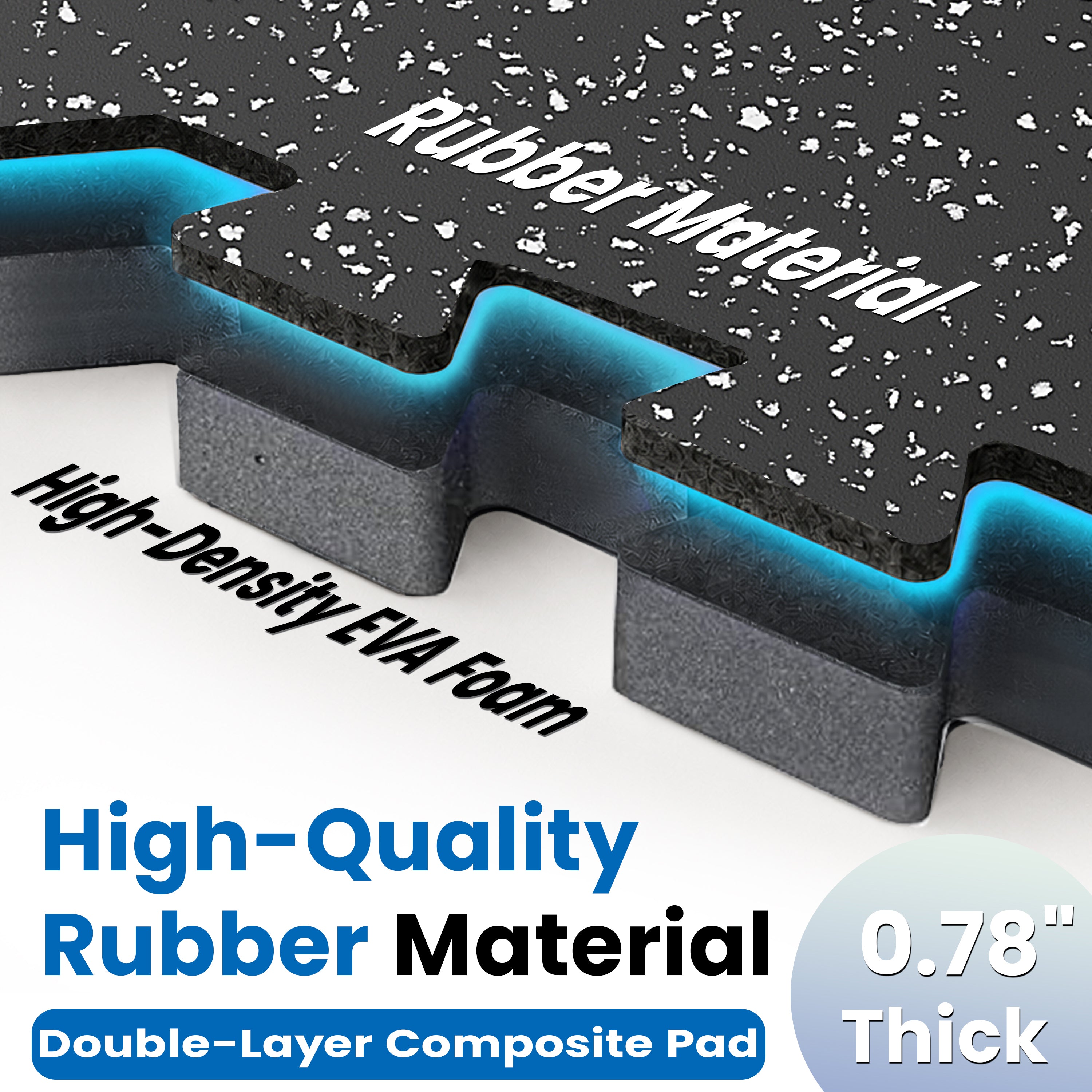0.79 Inch Thick Gym Floor Mats, 12 Tiles