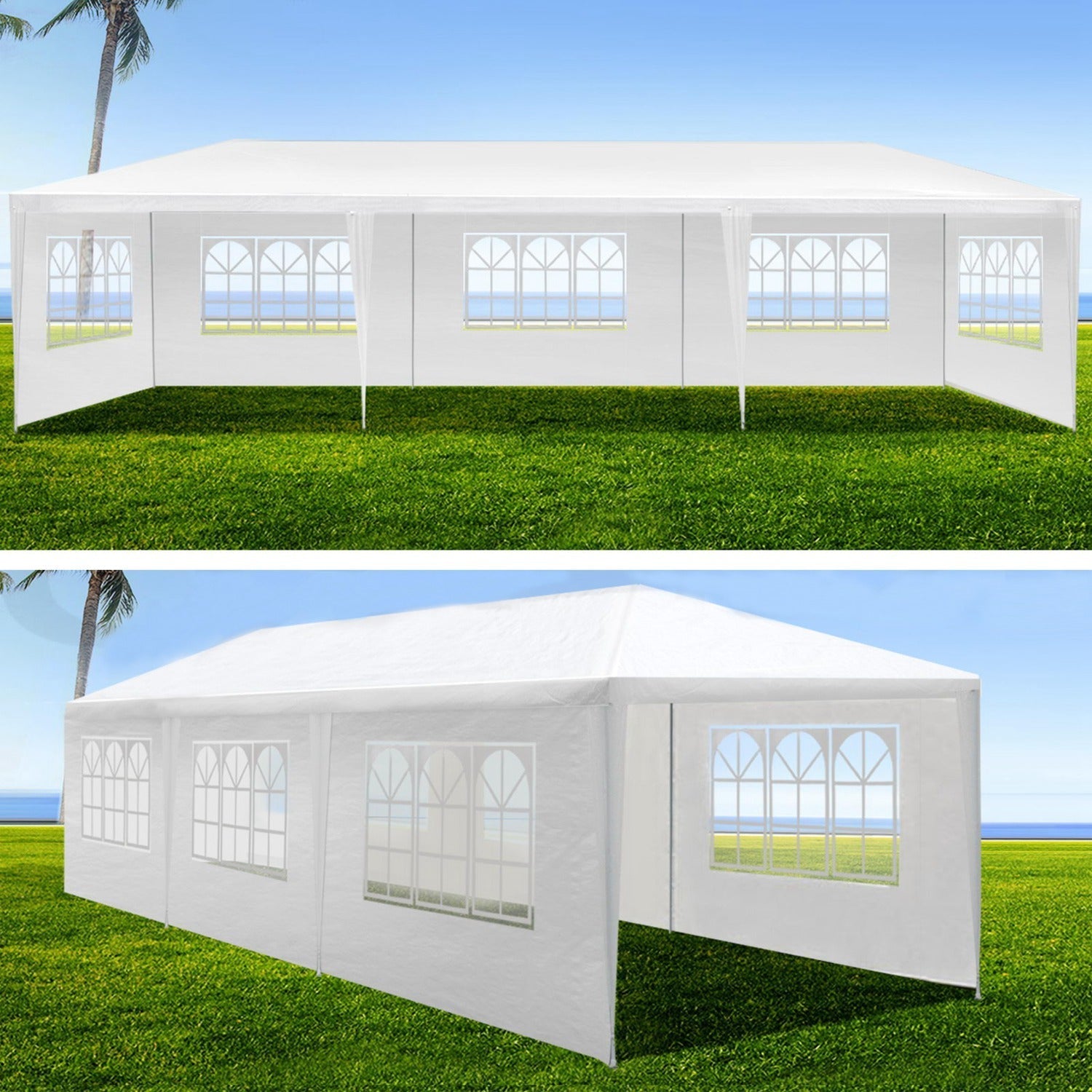 Outdoor Canopy Tent 30'L × 10'W with Removable Sidewalls