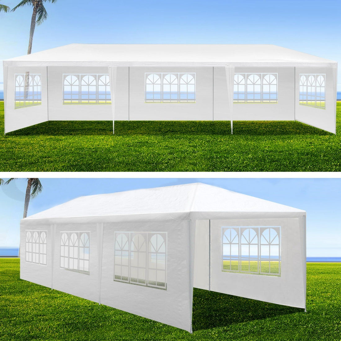 Outdoor Canopy Tent 30'L × 10'W with Removable Sidewalls