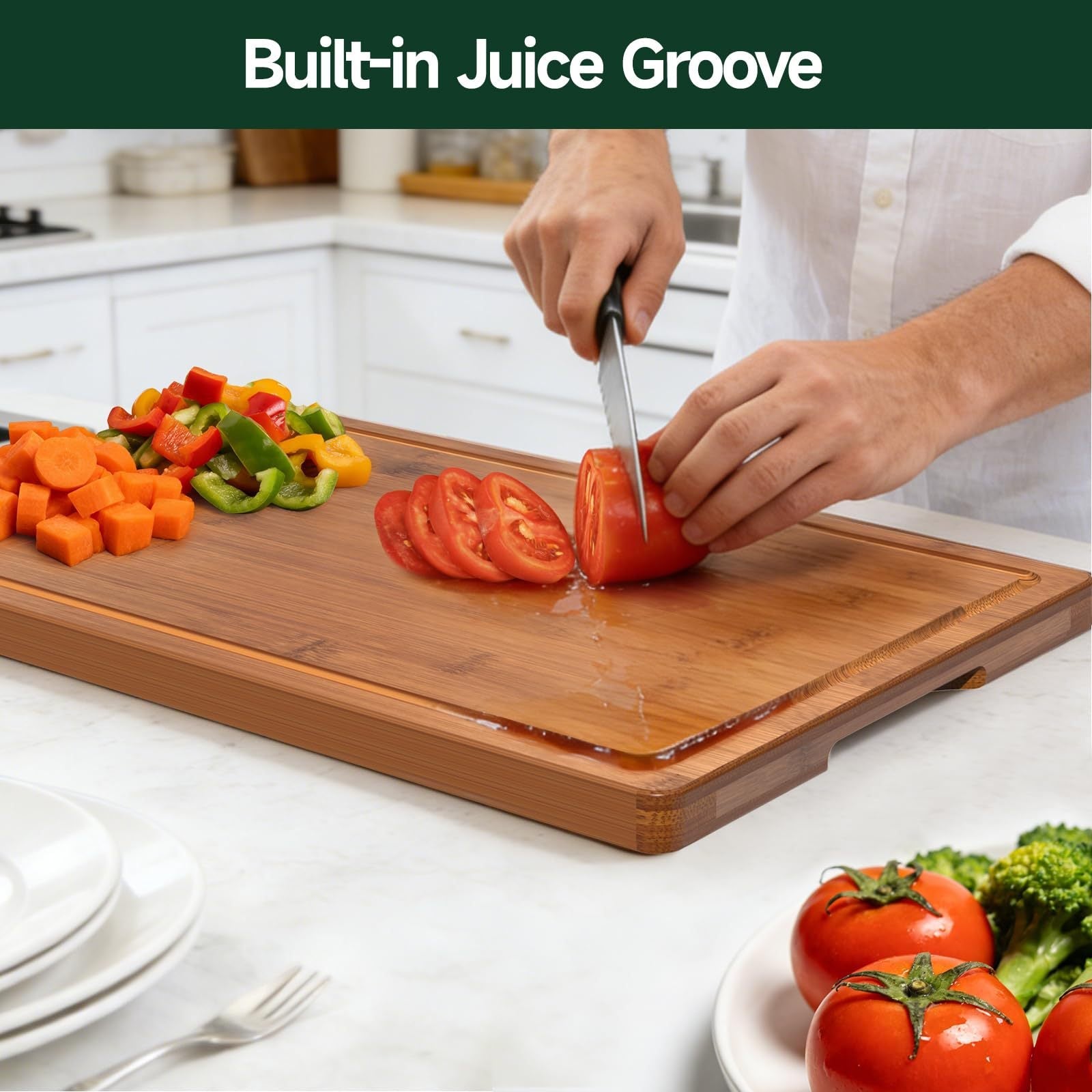 Kitchen Three-piece Bamboo Cutting Board Set