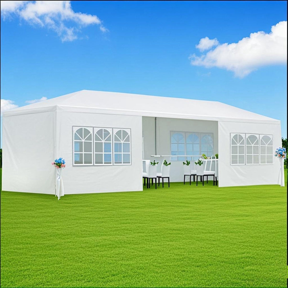 Outdoor Canopy Tent 30'L × 10'W with Removable Sidewalls