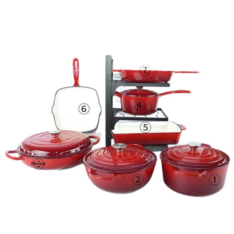 7-Piece Cast Iron Enamel Cookware Set