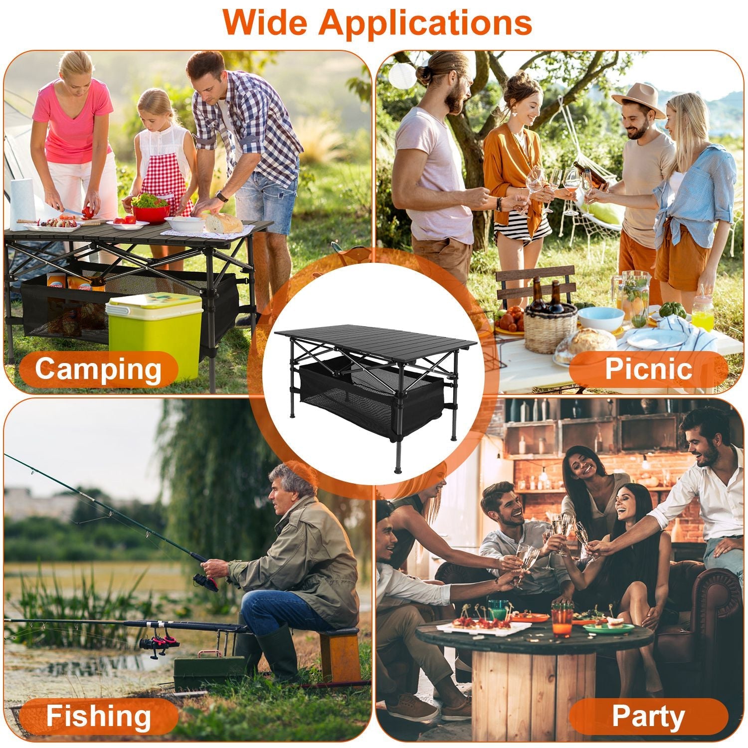 Portable Folding Aluminum Camping Table with Carrying Bag