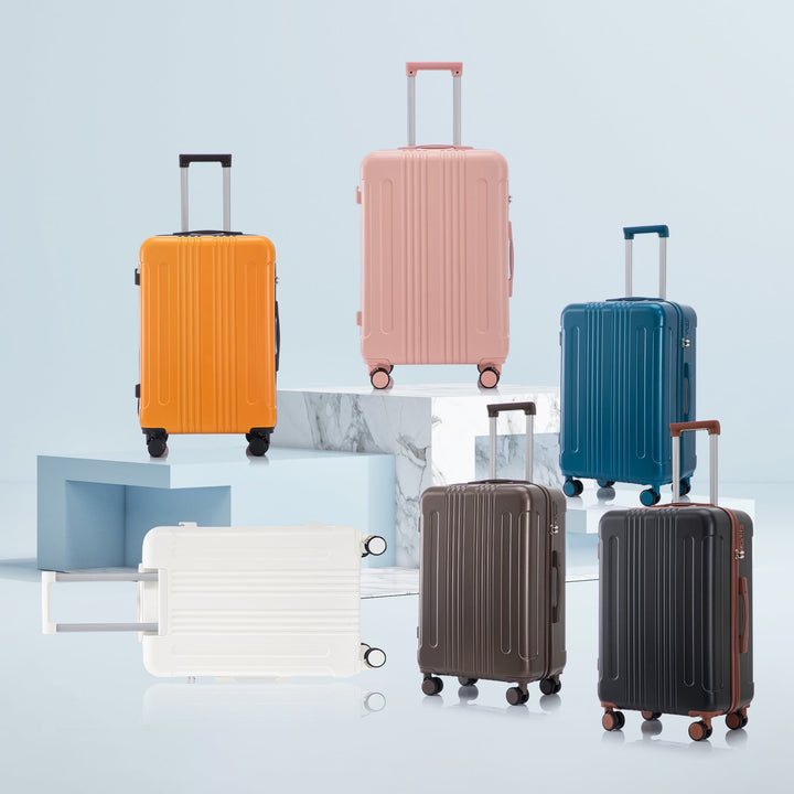 3 Piece Hard Case Luggage Set - Black & Orange