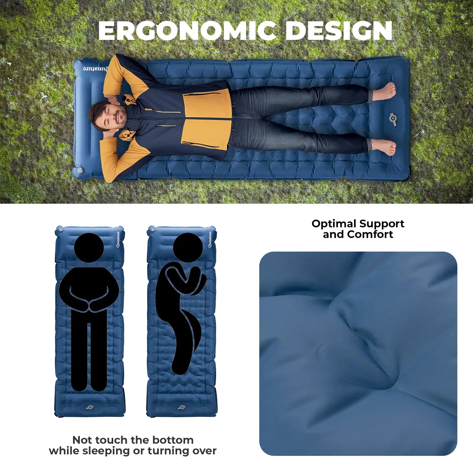 Ultra-Light Inflatable Sleeping Pad with Built-In Pillow
