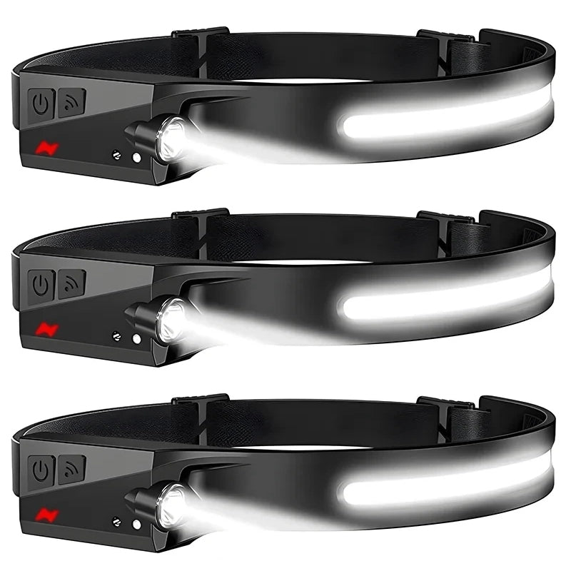 USB Rechargeable LED Headlamp Waterproof Motion Sensor Light