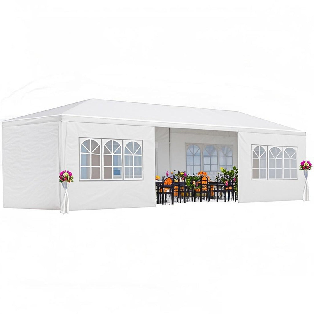 Outdoor Canopy Tent 30'L × 10'W with Removable Sidewalls