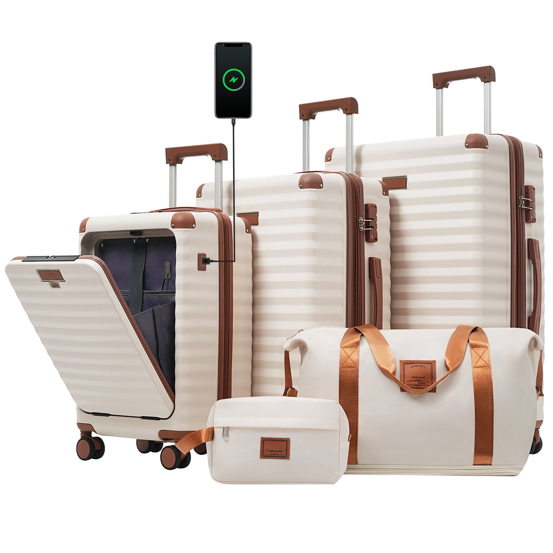 Luggage Set - 5 Piece Hardside Expandable Carry-On