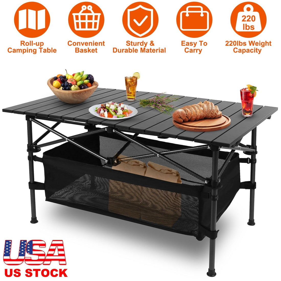 Portable Folding Aluminum Camping Table with Carrying Bag