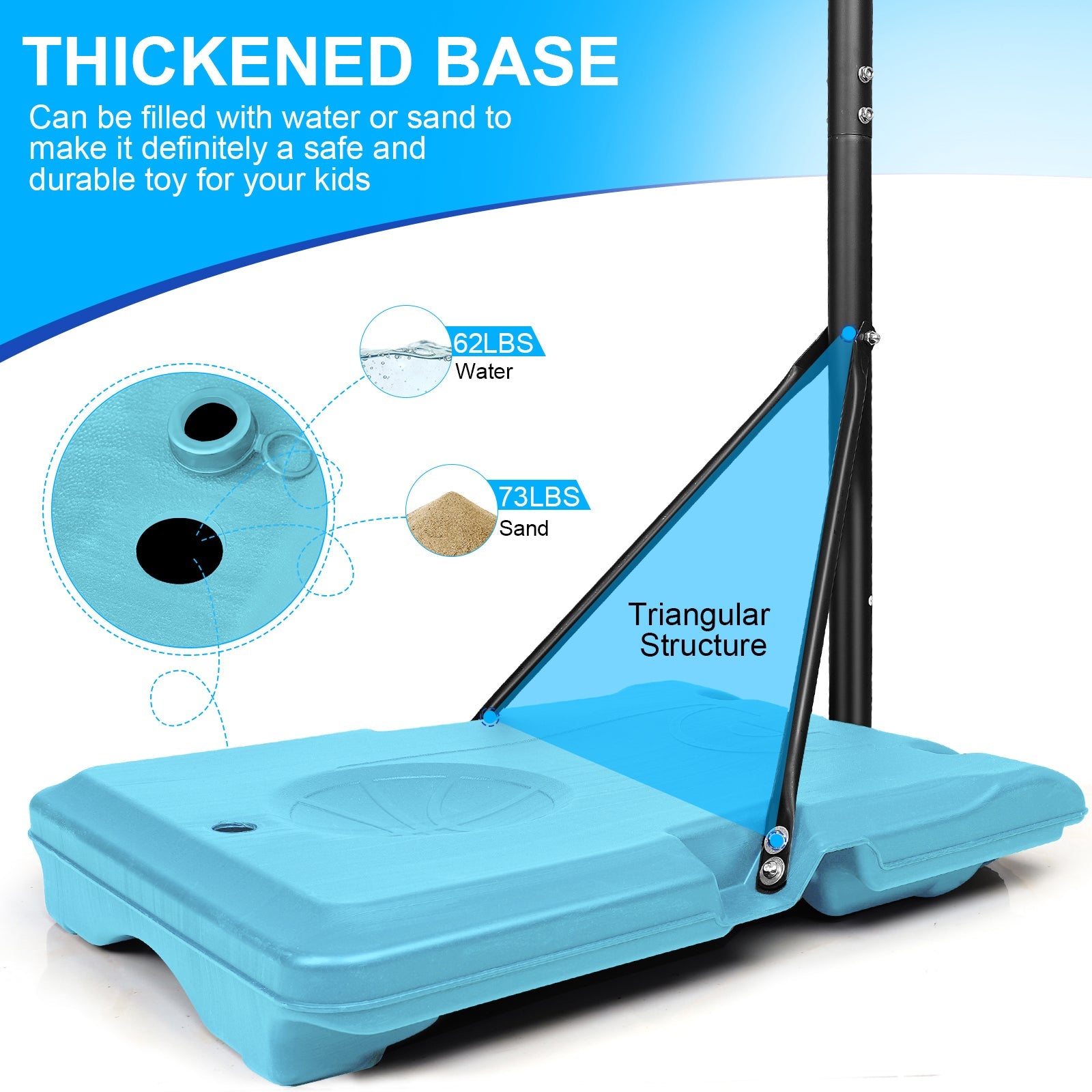 Portable Adjustable Basketball Goal System with Stable Wheels