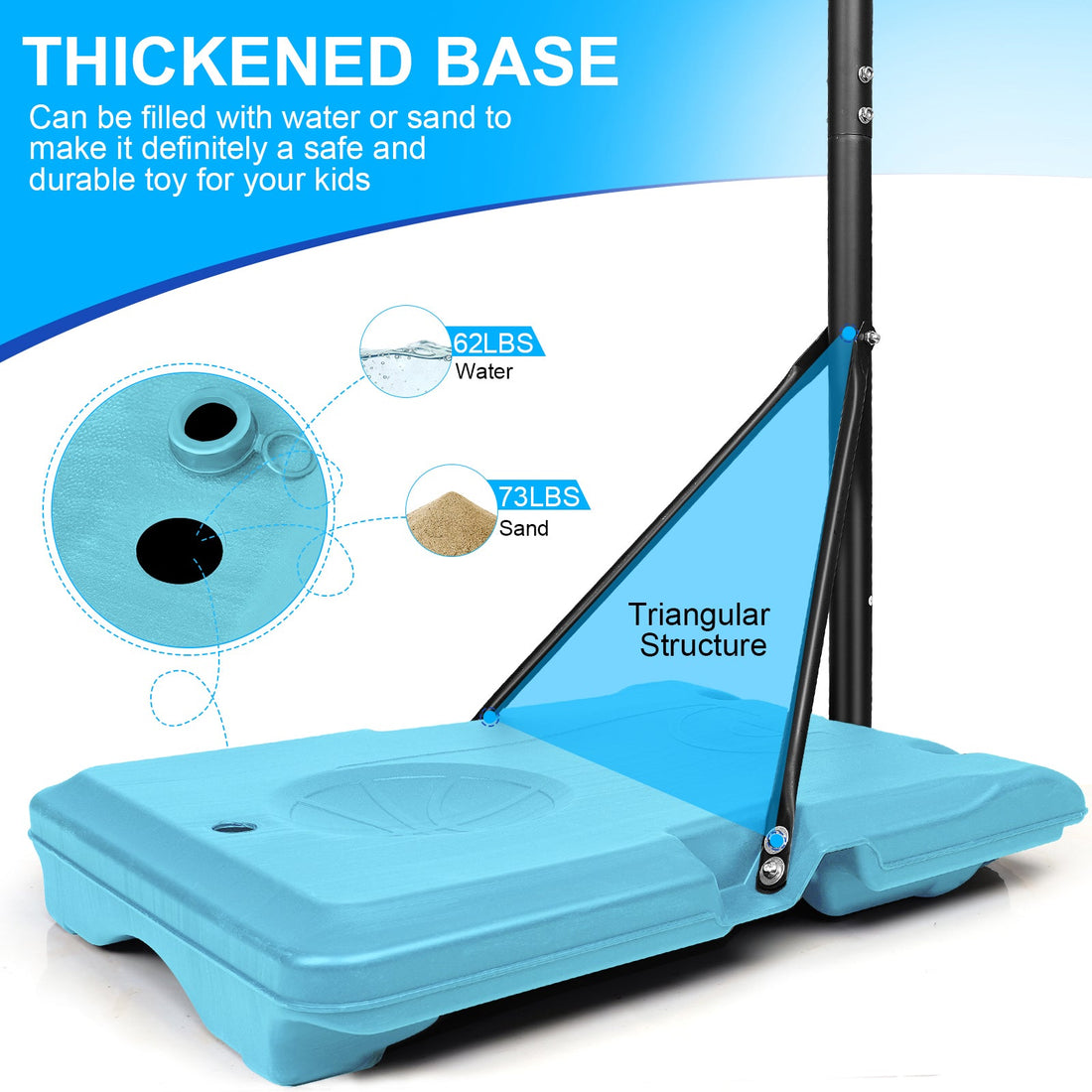 Portable Adjustable Basketball Goal System with Stable Wheels