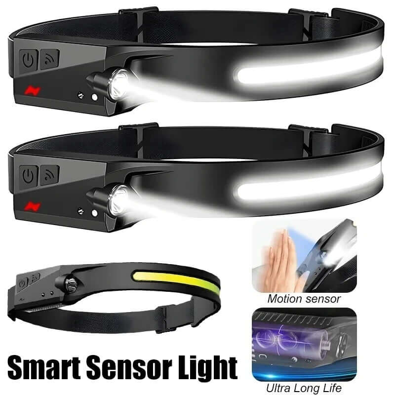 USB Rechargeable LED Headlamp Waterproof Motion Sensor Light