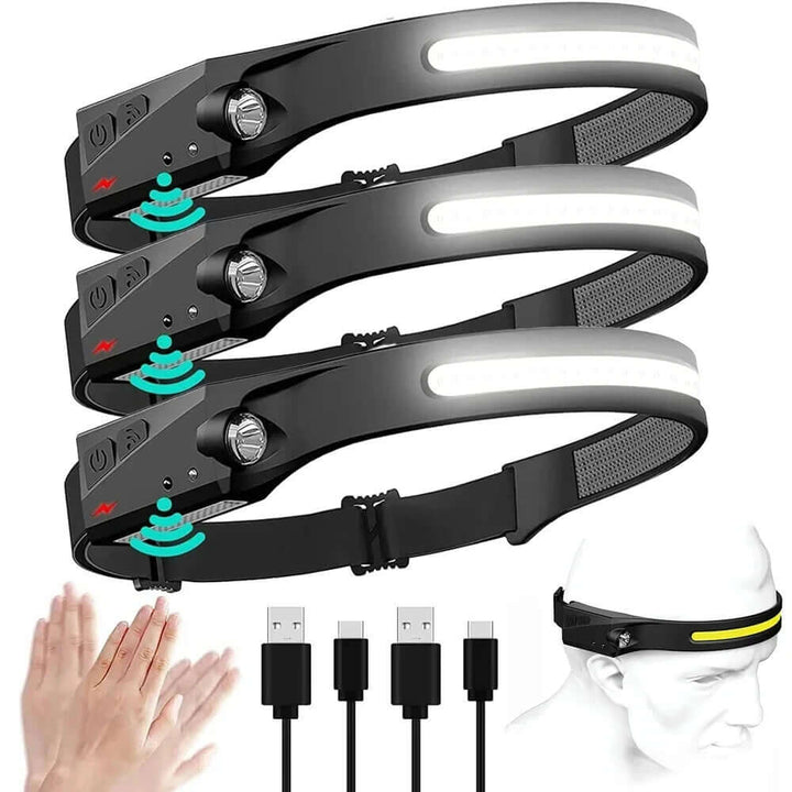 USB Rechargeable LED Headlamp Waterproof Motion Sensor Light