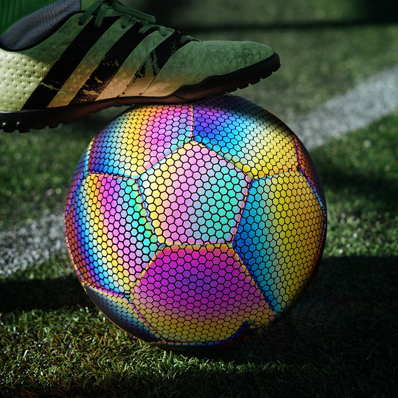 PU Reflective #5 Football Match Training Ball Durable