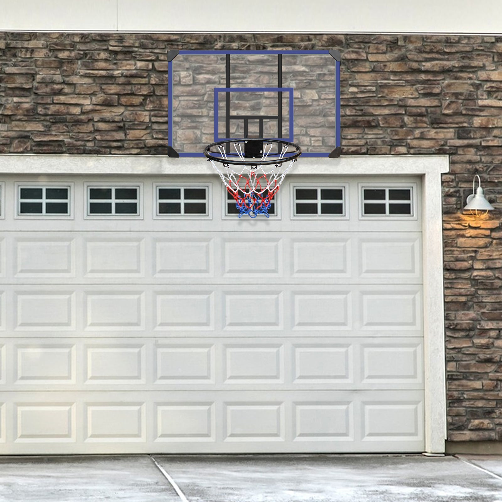 Wall Mounted Basketball Hoop with Shatterproof Backboard