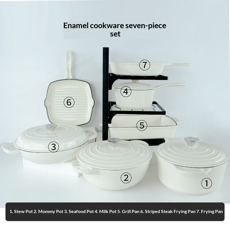 7-Piece Cast Iron Enamel Cookware Set