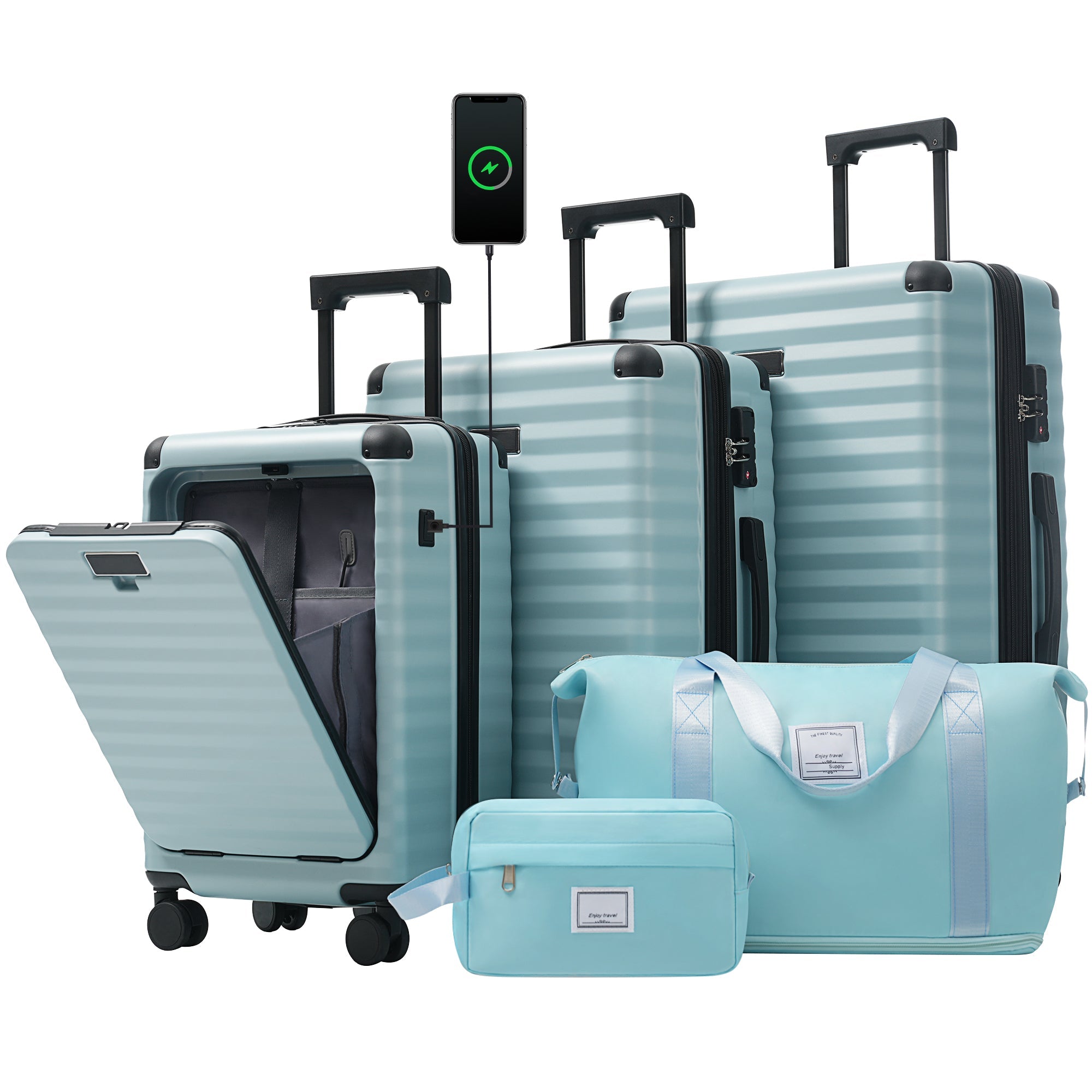 Luggage Set - 5 Piece Hardside Expandable Carry-On