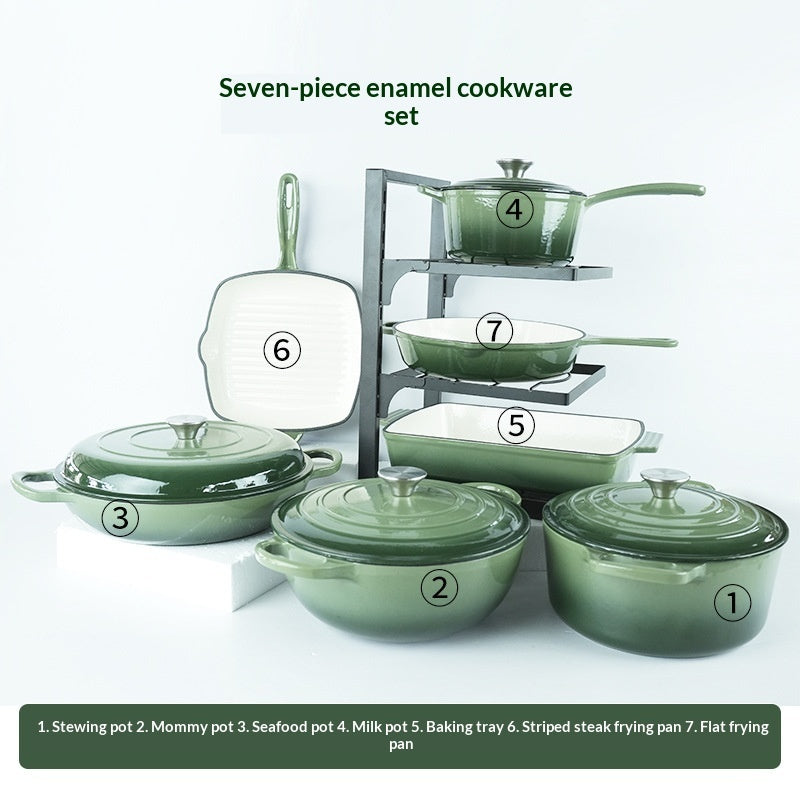 7-Piece Cast Iron Enamel Cookware Set