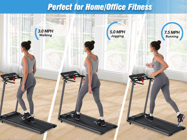 Folding Walking Pad Treadmill with Incline Bluetooth Speaker