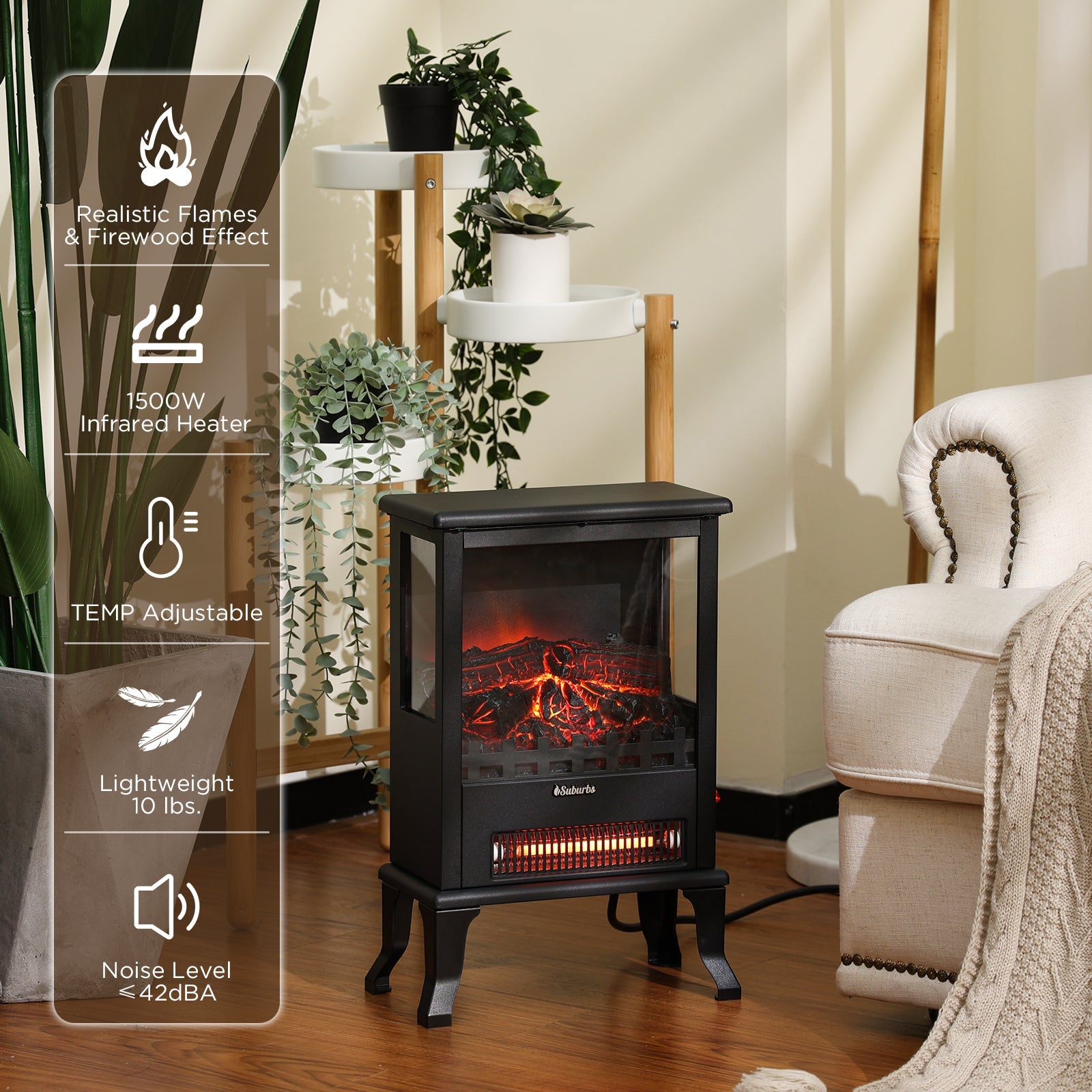 Suburbs TS17Q Electric Fireplace Stove Heater