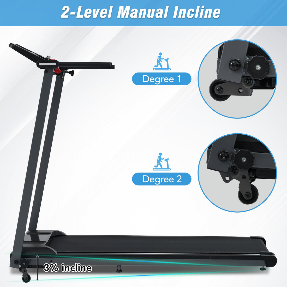 Folding Walking Pad Treadmill with Incline Bluetooth Speaker