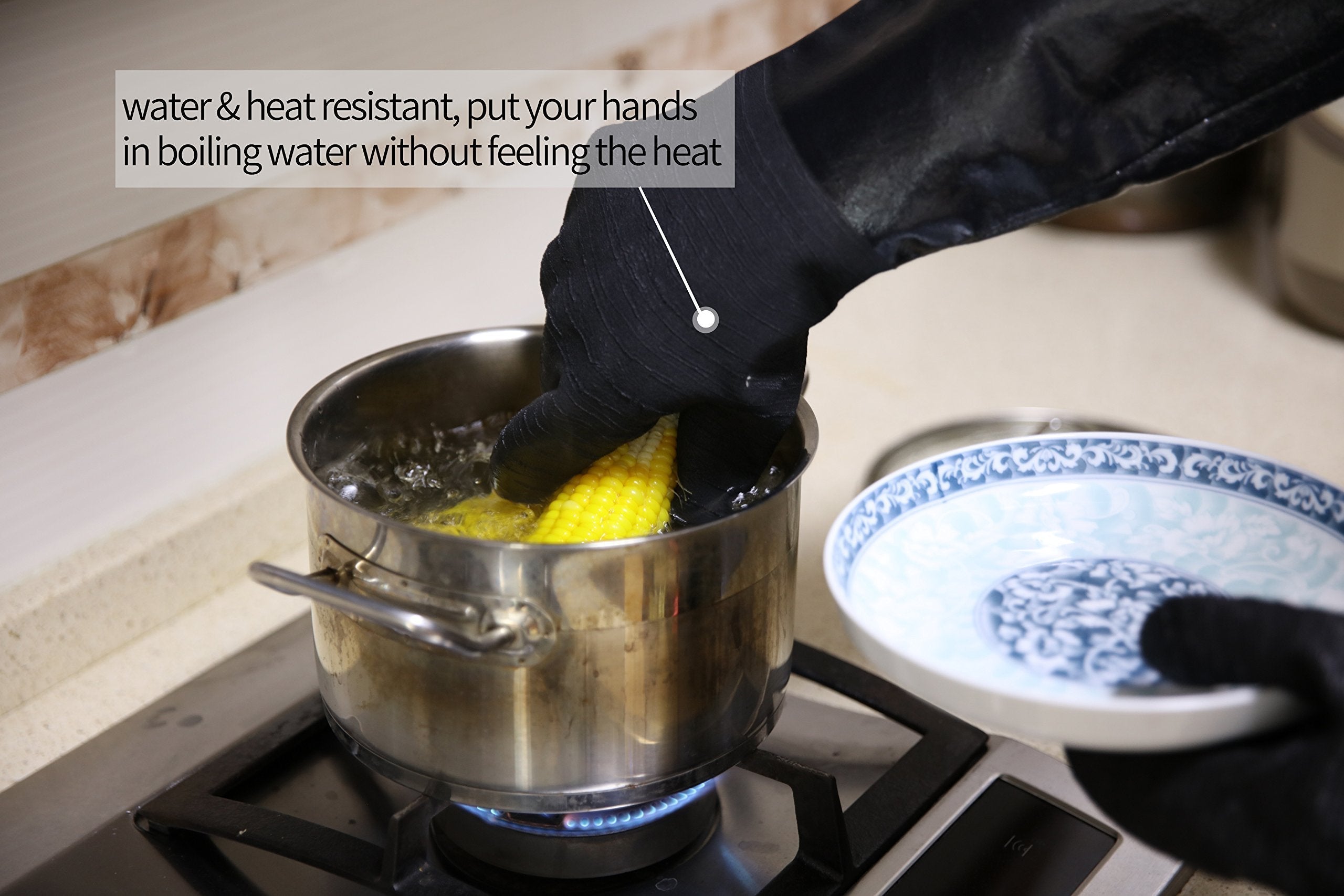 Heat Resistant BBQ Grill Gloves: Oil Resistant Waterproof 14" Length 932°F -XL