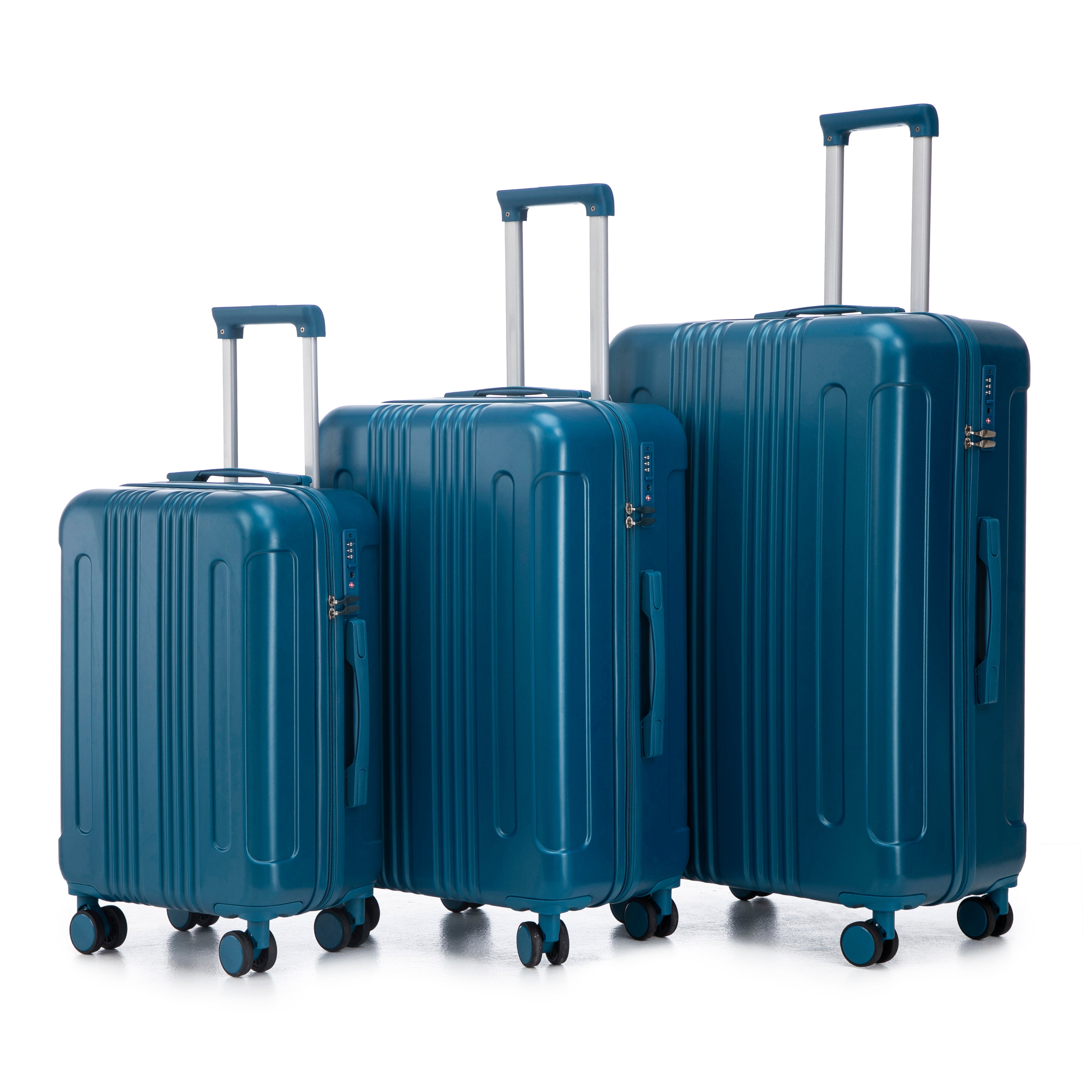 3-Piece ABS Spinner Wheel Luggage Set in Dark Blue