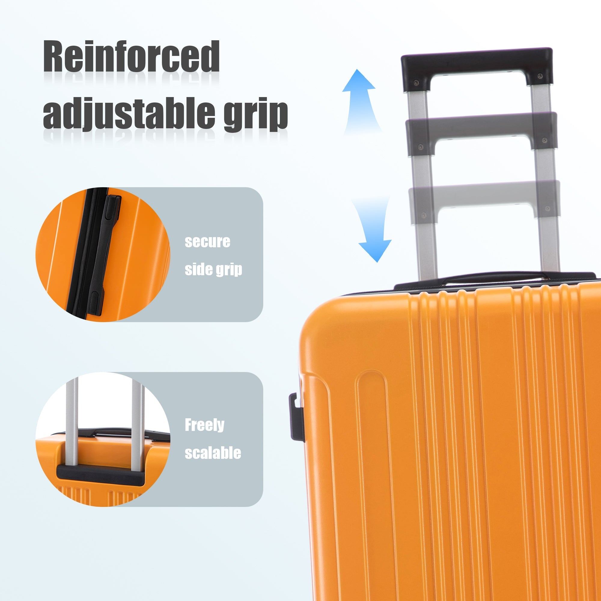 3 Piece Hard Case Luggage Set - Black & Orange