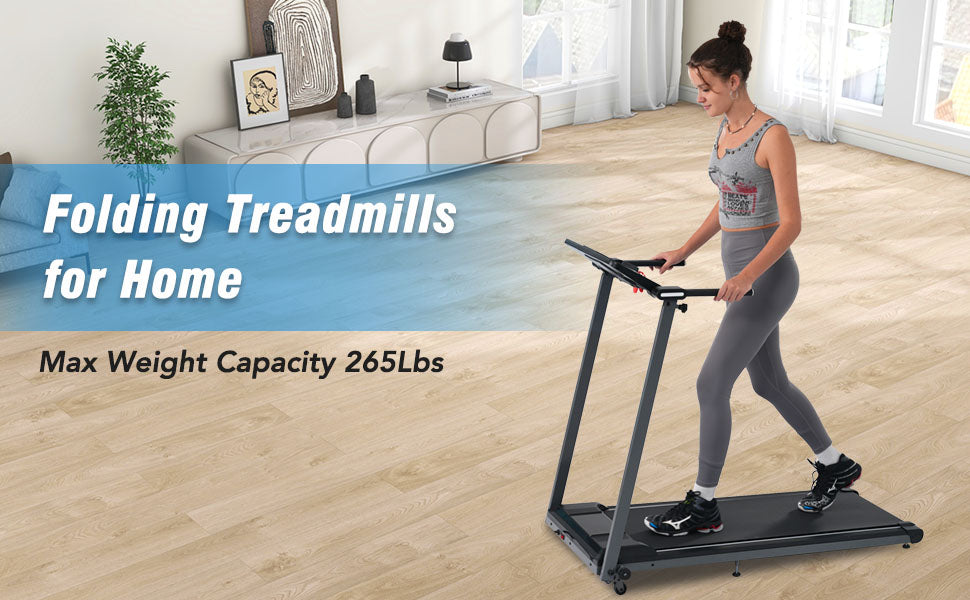 Folding Walking Pad Treadmill with Incline Bluetooth Speaker
