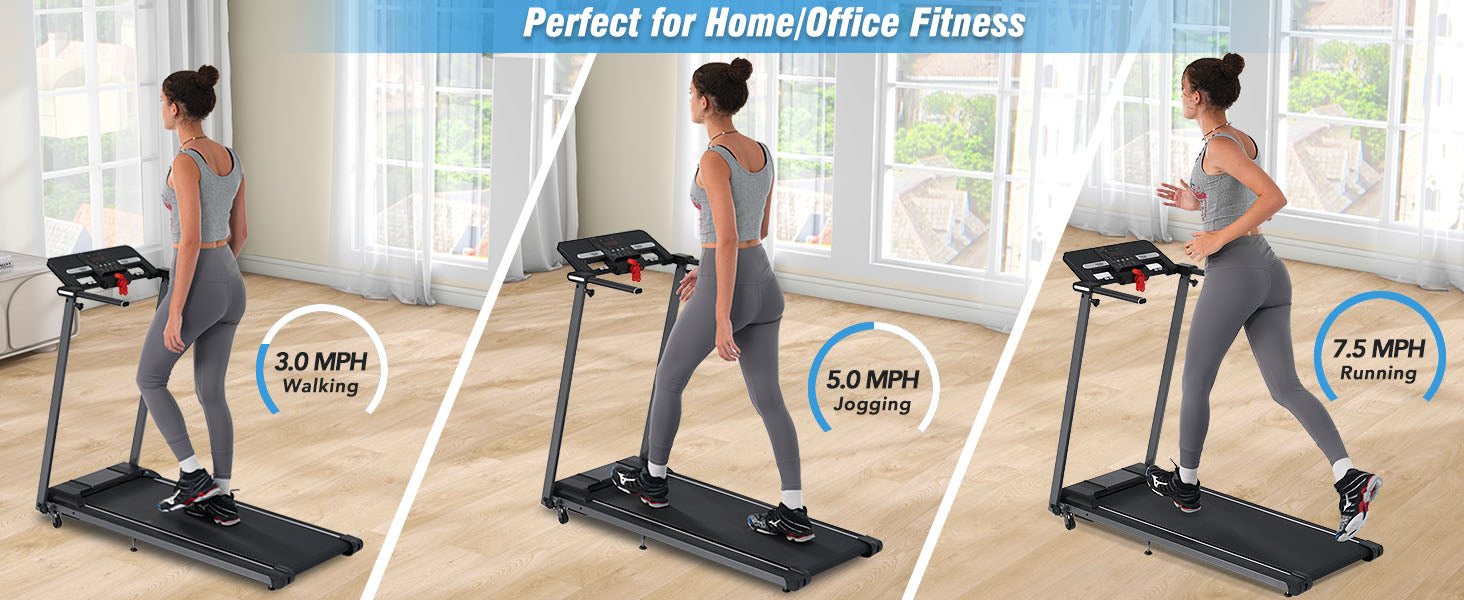 Folding Walking Pad Treadmill with Incline Bluetooth Speaker