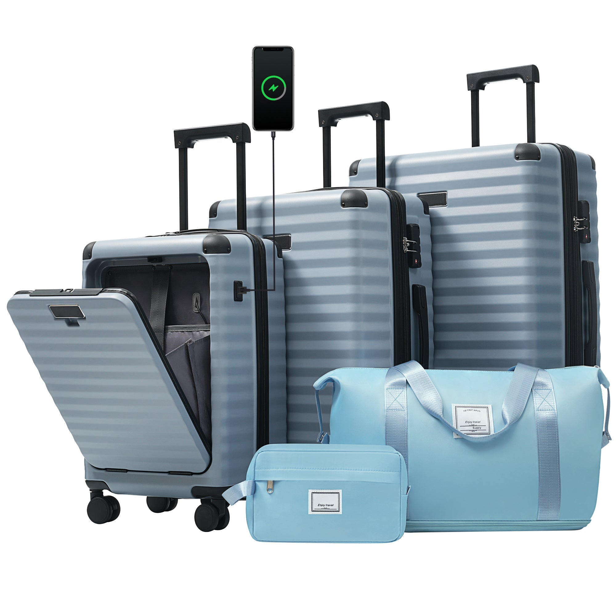 Luggage Set - 5 Piece Hardside Expandable Carry-On