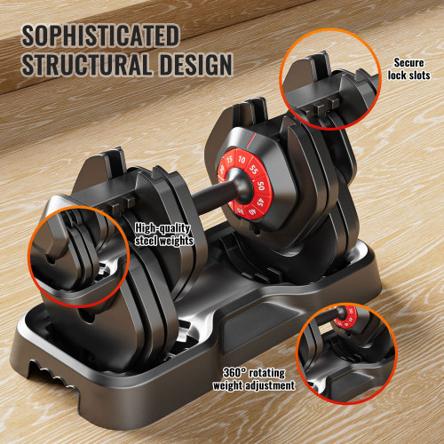 10-in-1 Adjustable Dumbbell Set with Rotating Handle