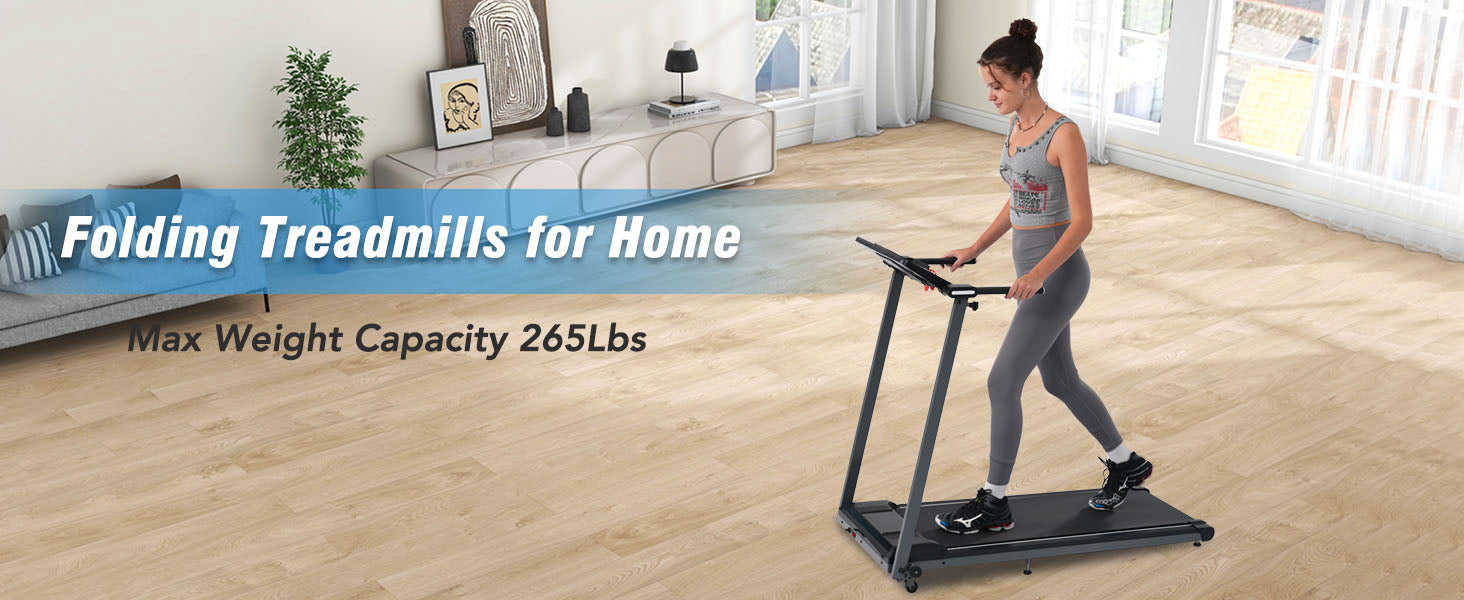 Folding Walking Pad Treadmill with Incline Bluetooth Speaker
