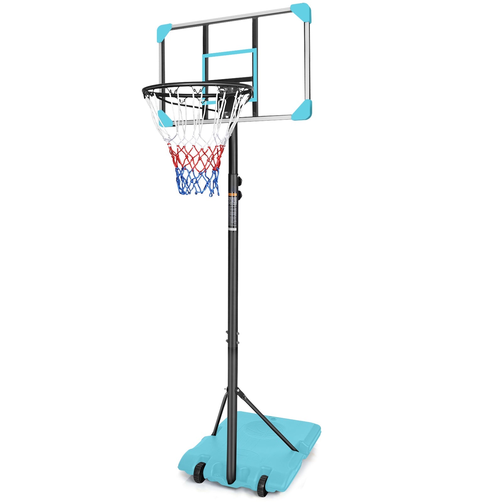 Portable Adjustable Basketball Goal System with Stable Wheels