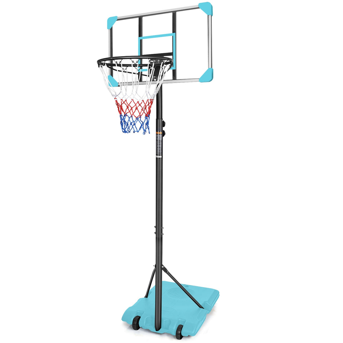 Portable Adjustable Basketball Goal System with Stable Wheels