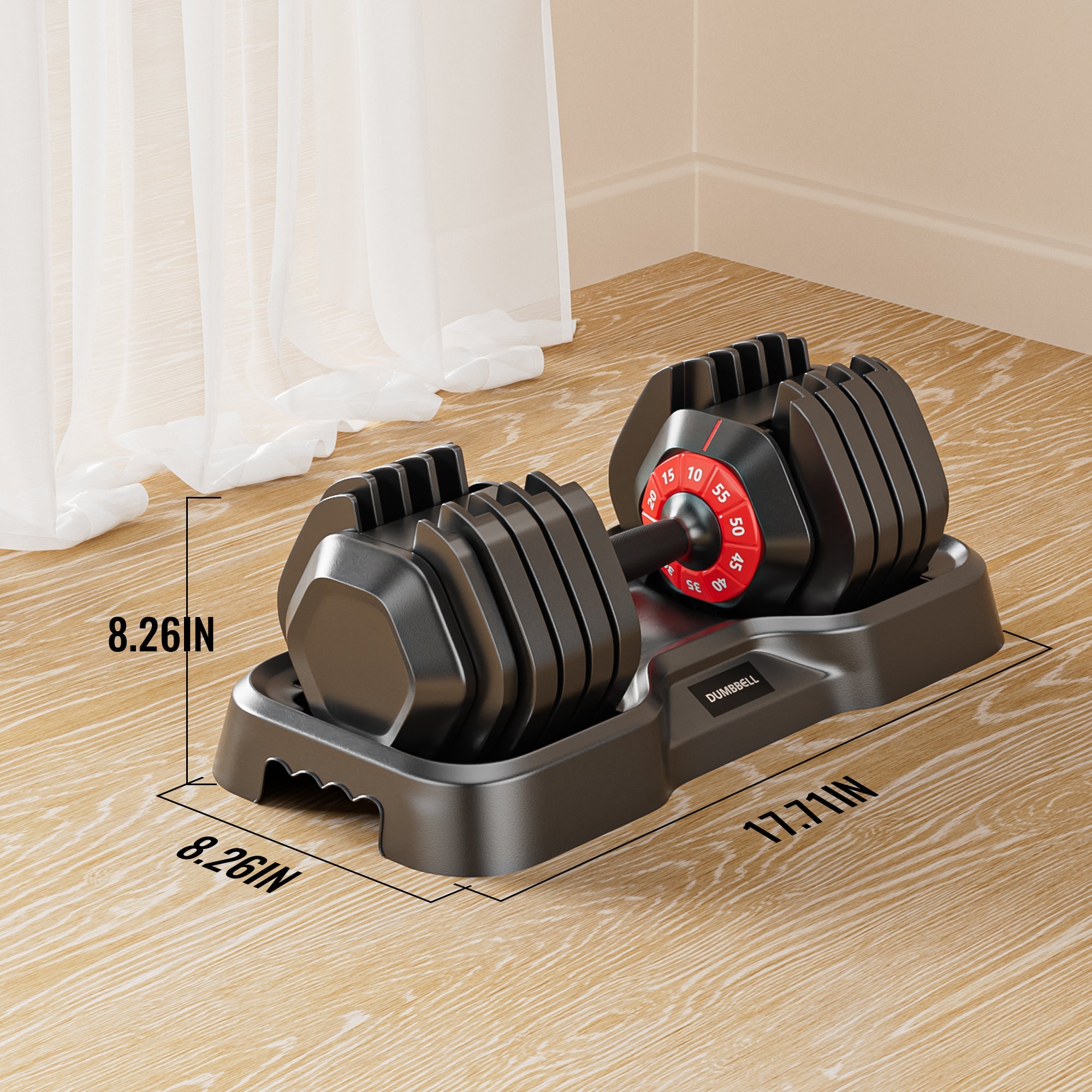 10-in-1 Adjustable Dumbbell Set with Rotating Handle