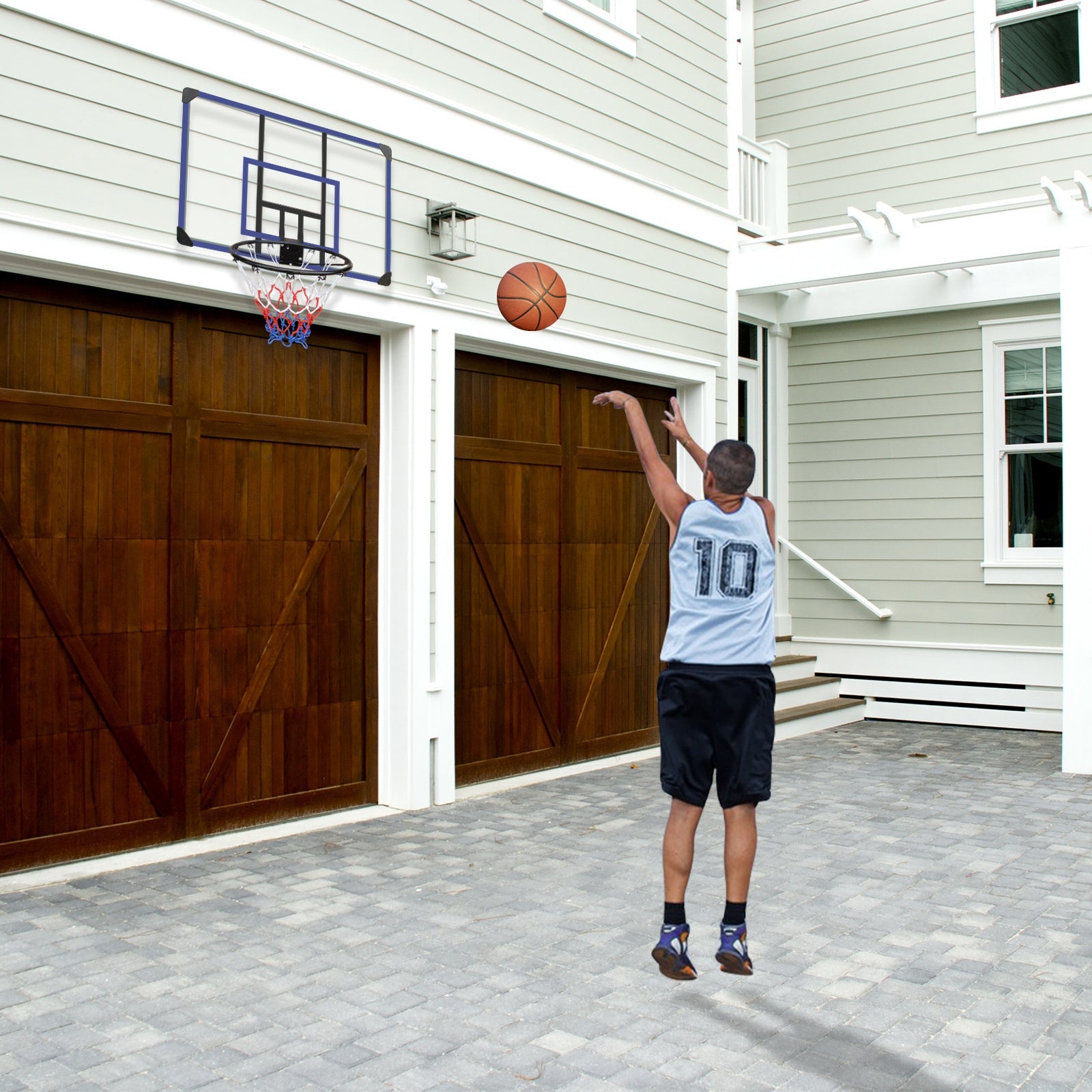 Wall Mounted Basketball Hoop with Shatterproof Backboard
