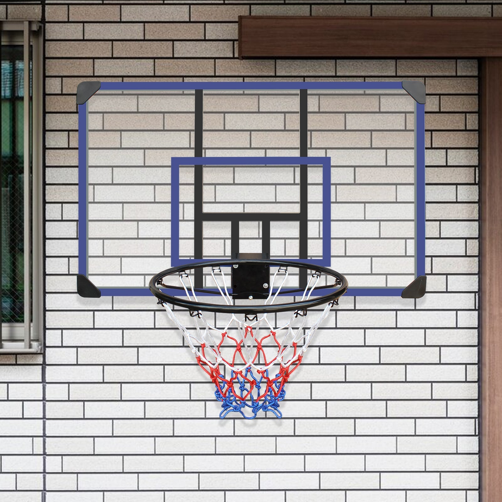 Wall Mounted Basketball Hoop with Shatterproof Backboard