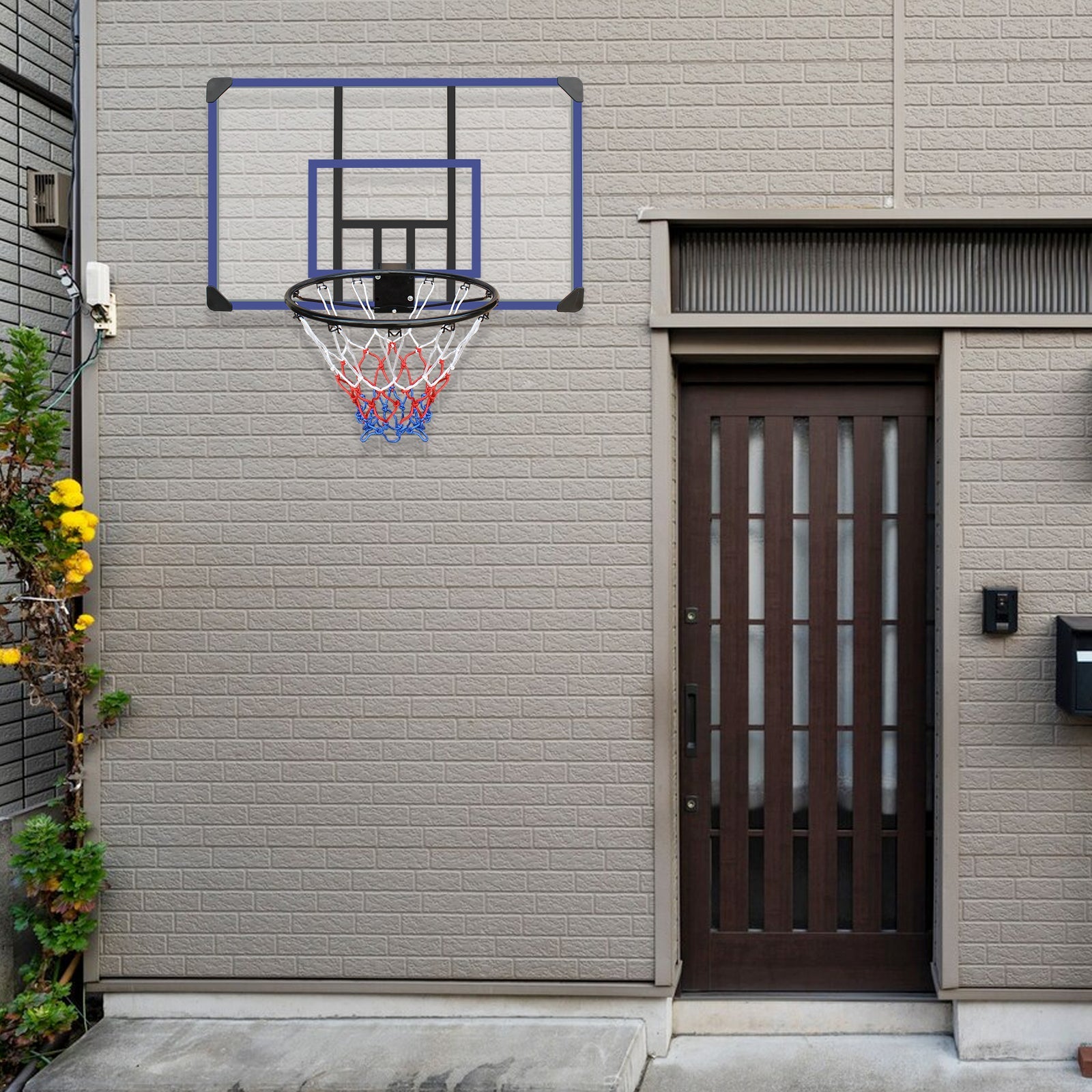 Wall Mounted Basketball Hoop with Shatterproof Backboard