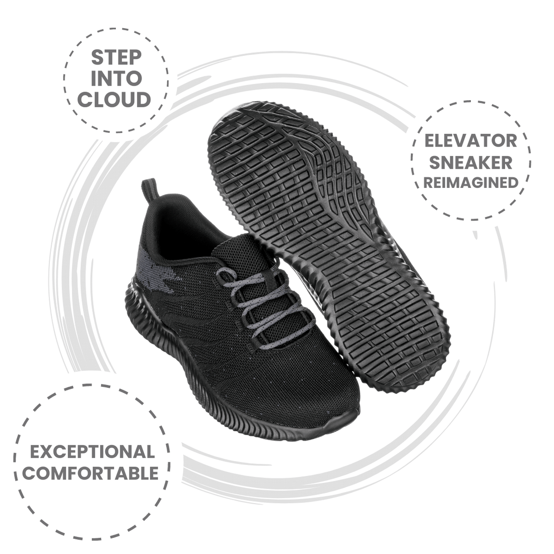 CALTO - Q216 - 2.8 Inches Taller (Black/Grey) - Ultra Lightweight