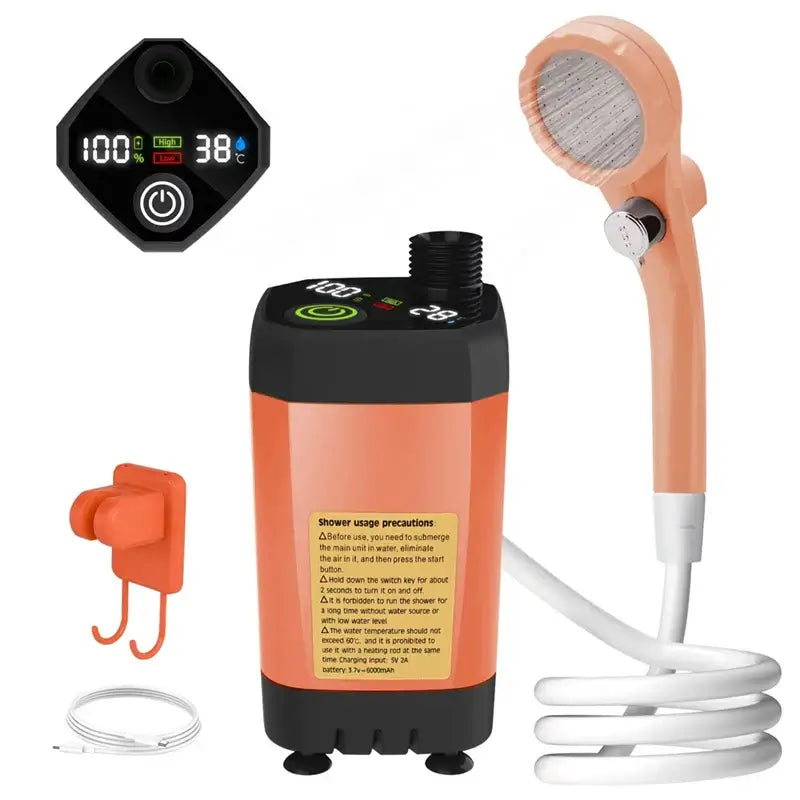 Portable Camping Shower Pump w/ Digital Display | 6000mAh
