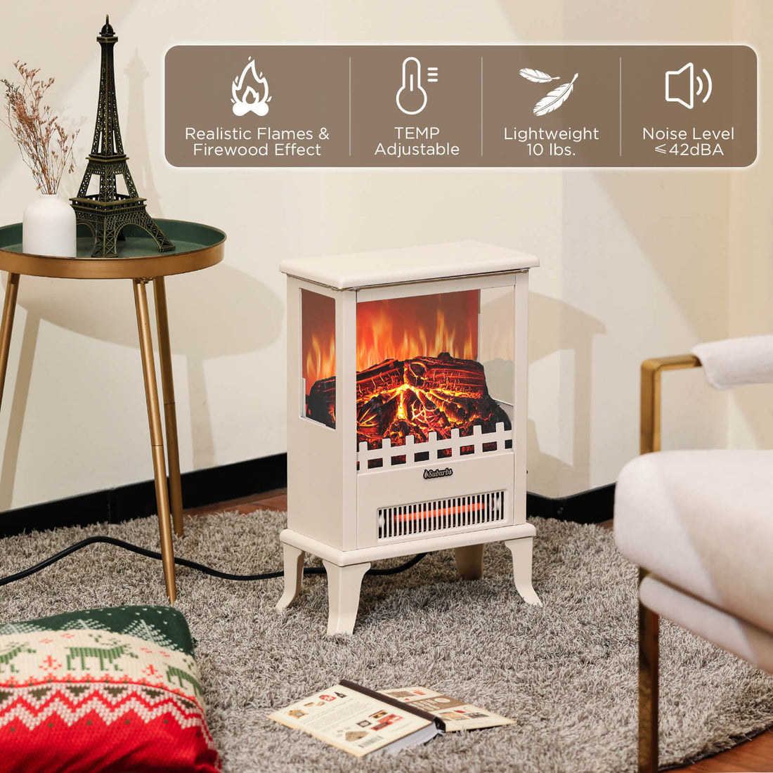Suburbs TS17Q Electric Fireplace Stove Heater
