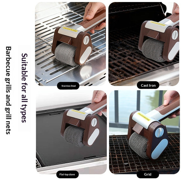 New Stainless Steel Roller With LED Lights For Removing Burnt Food Brushless Barbecue Grill