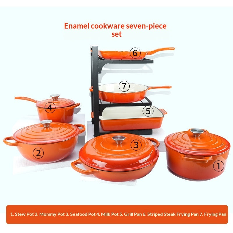7-Piece Cast Iron Enamel Cookware Set
